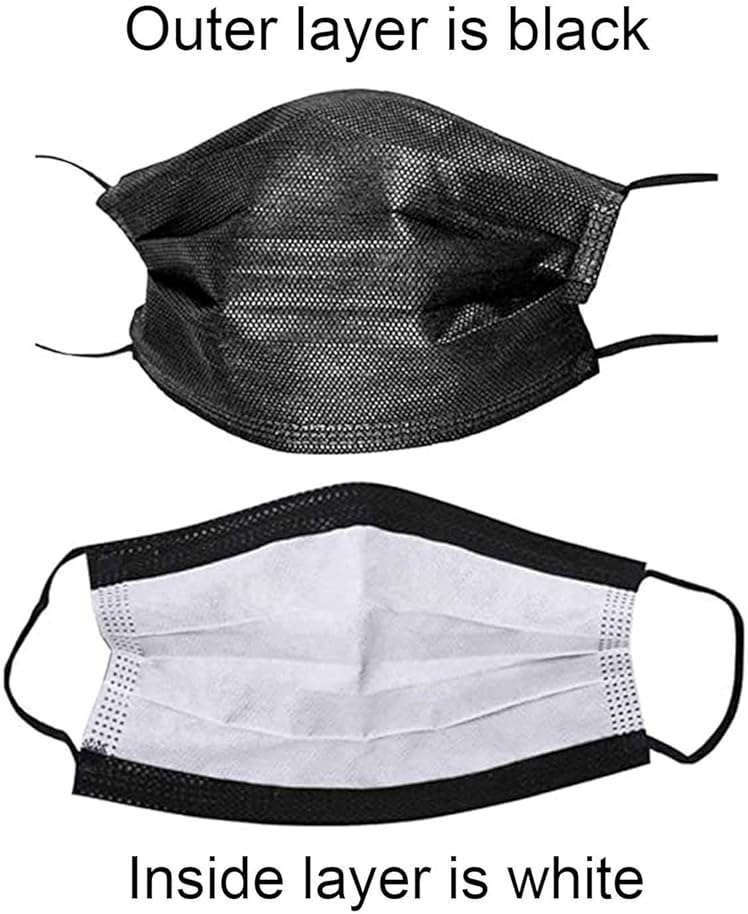Wecolor 100 PCS Black Masks, Disposable Face Mask, 3 Ply Protection Masks - Image 2