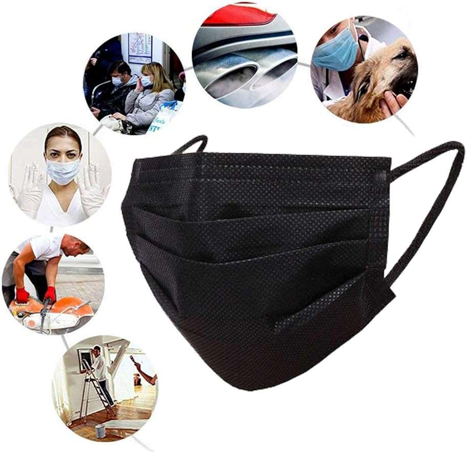 Wecolor 100 PCS Black Masks, Disposable Face Mask, 3 Ply Protection Masks - Image 6