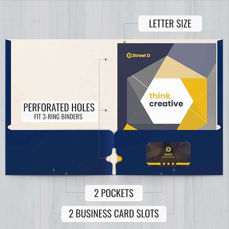 Better Office Products Blue Folders with Pockets, 50 Pack Letter Size Two Pocket Portfolio Folders, Durable Paper Folders for School Classroom Office Organization, Standard Letter Size Blue Folders - Image 2