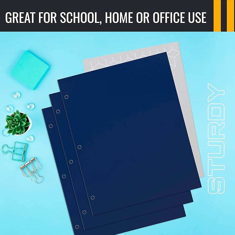 Better Office Products Blue Folders with Pockets, 50 Pack Letter Size Two Pocket Portfolio Folders, Durable Paper Folders for School Classroom Office Organization, Standard Letter Size Blue Folders - Image 6