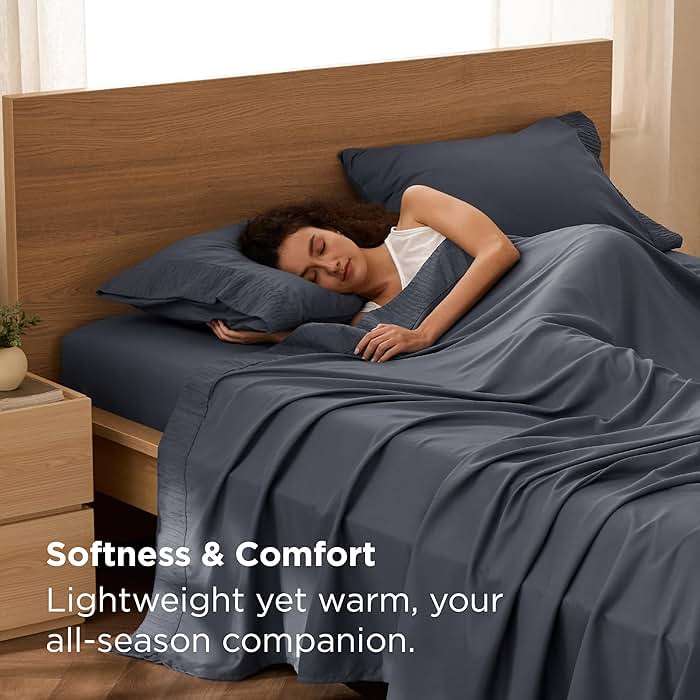 Bedsure Queen Sheet Set - 4 Pieces Soft Queen Size Sheets - Breathable & Cooling - Hotel Luxury - Easy Care Polyester Microfiber Bedding for Kids, Women, Men, Dark Grey - Image 2