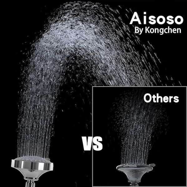 Aisoso Shower Head High Pressure Rain Fixed Showerhead 5-Setting with Adjustable Metal Swivel Ball Joint - Relaxed Shower Experience Even at Low Water Flow & Pressure - Image 4