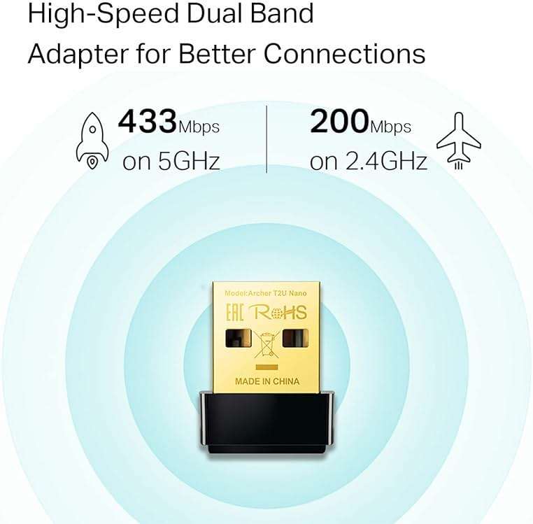 TP-Link Nano AC600 USB WiFi Adapter(Archer T2U Nano)- 2.4G/5G Dual Band Wireless Network Transceiver for PC Desktop, Travel Size, Supports Windows (11,10, 8.1, 8, 7, XP/Mac OS X 10.9-10.14) - Image 2