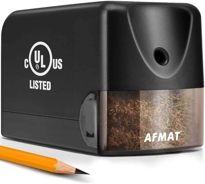 AFMAT Electric Pencil Sharpener, Heavy Duty Pencil Sharpener for Classroom, 6.5-8mm No.2/Colored Pencils, UL Listed, 10,000+ Sharpenings, Electric Pencil Sharpeners for Home, Office, School PS13 - Image 1