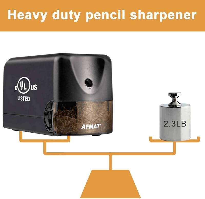 AFMAT Electric Pencil Sharpener, Heavy Duty Pencil Sharpener for Classroom, 6.5-8mm No.2/Colored Pencils, UL Listed, 10,000+ Sharpenings, Electric Pencil Sharpeners for Home, Office, School PS13 - Image 4