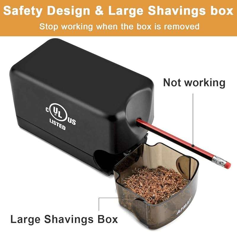 AFMAT Electric Pencil Sharpener, Heavy Duty Pencil Sharpener for Classroom, 6.5-8mm No.2/Colored Pencils, UL Listed, 10,000+ Sharpenings, Electric Pencil Sharpeners for Home, Office, School PS13 - Image 5