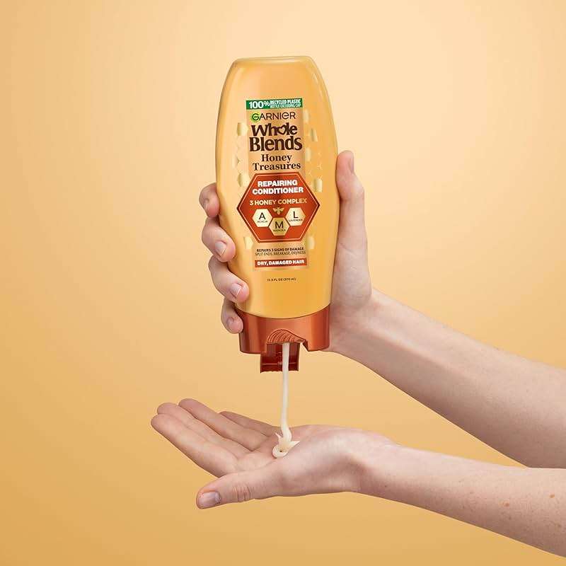 Garnier Whole Blends Honey Treasures Repairing Shampoo and Conditioner Set for Dry, Damaged Hair, 22 Fl Oz (2 Items), 1 Kit (Packaging May Vary) - Image 7