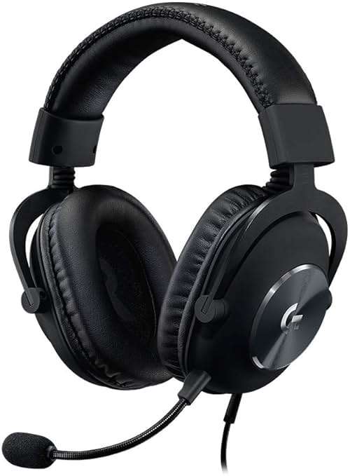 Logitech G Pro X Wired Gaming Headset: Blue VO!CE Detachable Boom Mic, DTS 7.1, 50 mm Drivers, USB/3.5mm Aux, Spare Memory Foam Ear Pads, USB DAC & Bag Included - Black - Image 1