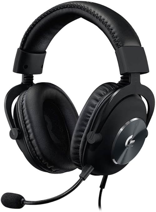 Logitech G Pro X Wired Gaming Headset: Blue VO!CE Detachable Boom Mic, DTS 7.1, 50 mm Drivers, USB/3.5mm Aux, Spare Memory Foam Ear Pads, USB DAC & Bag Included - Black - Product Image