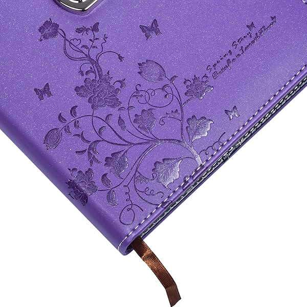 ARRLSDB PU Leather Journal with Lock, A5 Size Diary with Combination Lock Password Notebook Locking Personal Diary (Purple) - Image 4