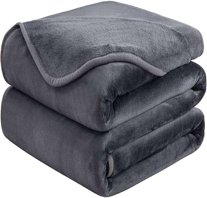 Soft Queen Size Blanket for All Season Warm Fuzzy Microplush Lightweight Thermal Fleece Summer Autumn Fall Winter Spring Blankets for Queen Full Bed Couch Sofa,90x90 Inches,Dark Gray - Image 1