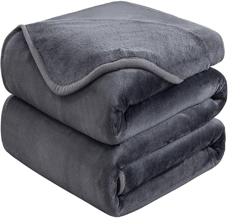 Soft Queen Size Blanket for All Season Warm Fuzzy Microplush Lightweight Thermal Fleece Summer Autumn Fall Winter Spring Blankets for Queen Full Bed Couch Sofa,90x90 Inches,Dark Gray - Product Image