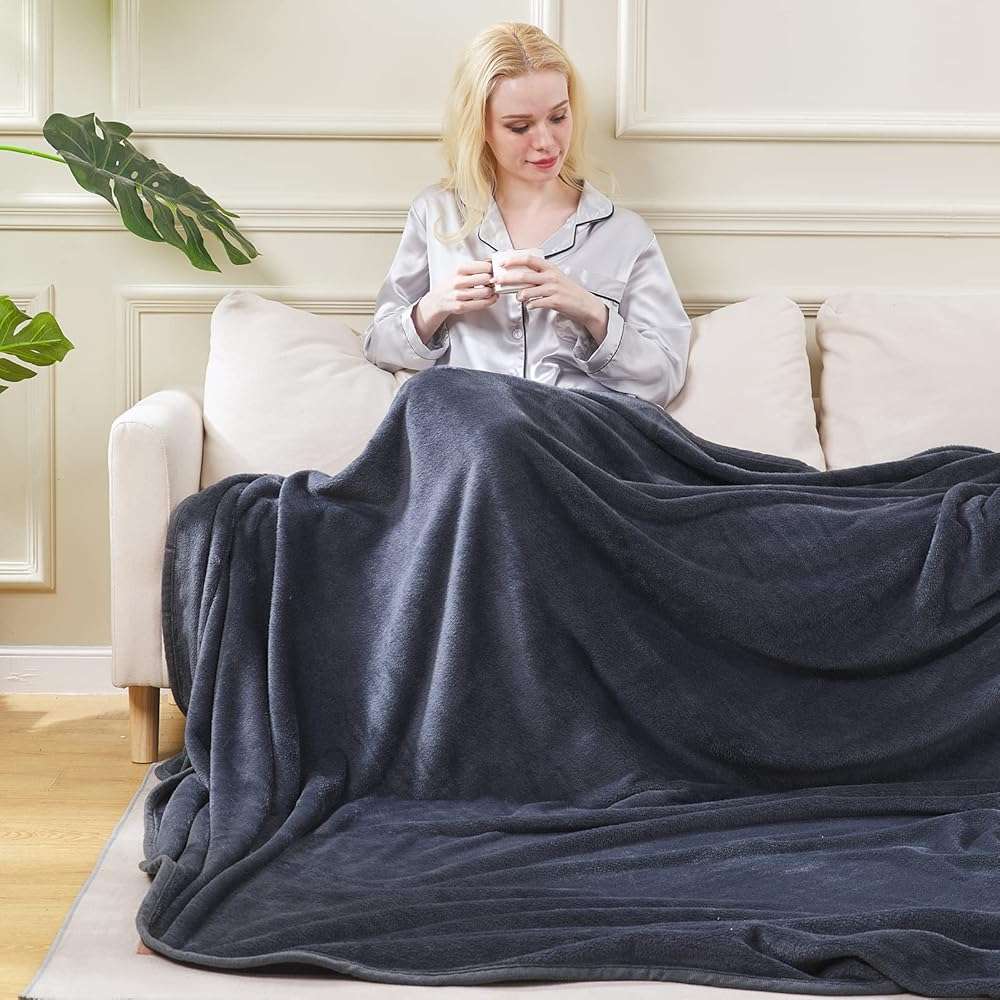Soft Queen Size Blanket for All Season Warm Fuzzy Microplush Lightweight Thermal Fleece Summer Autumn Fall Winter Spring Blankets for Queen Full Bed Couch Sofa,90x90 Inches,Dark Gray - Image 2