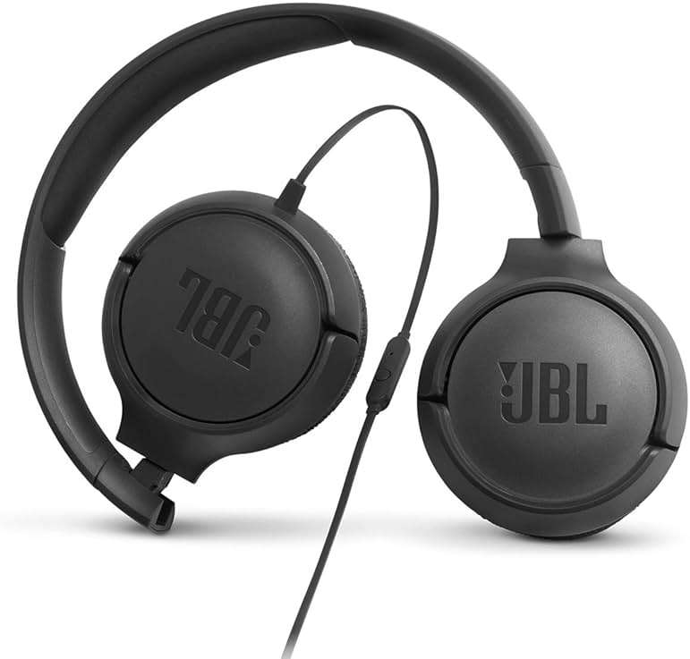 JBL Tune 500 - Wired on-ear headphones, JBL Pure Bass Sound, 1-button remote/mic, Tangle-free flat cable, Lightweight and foldable design, Ask Siri or Google Now (Black) - Image 8