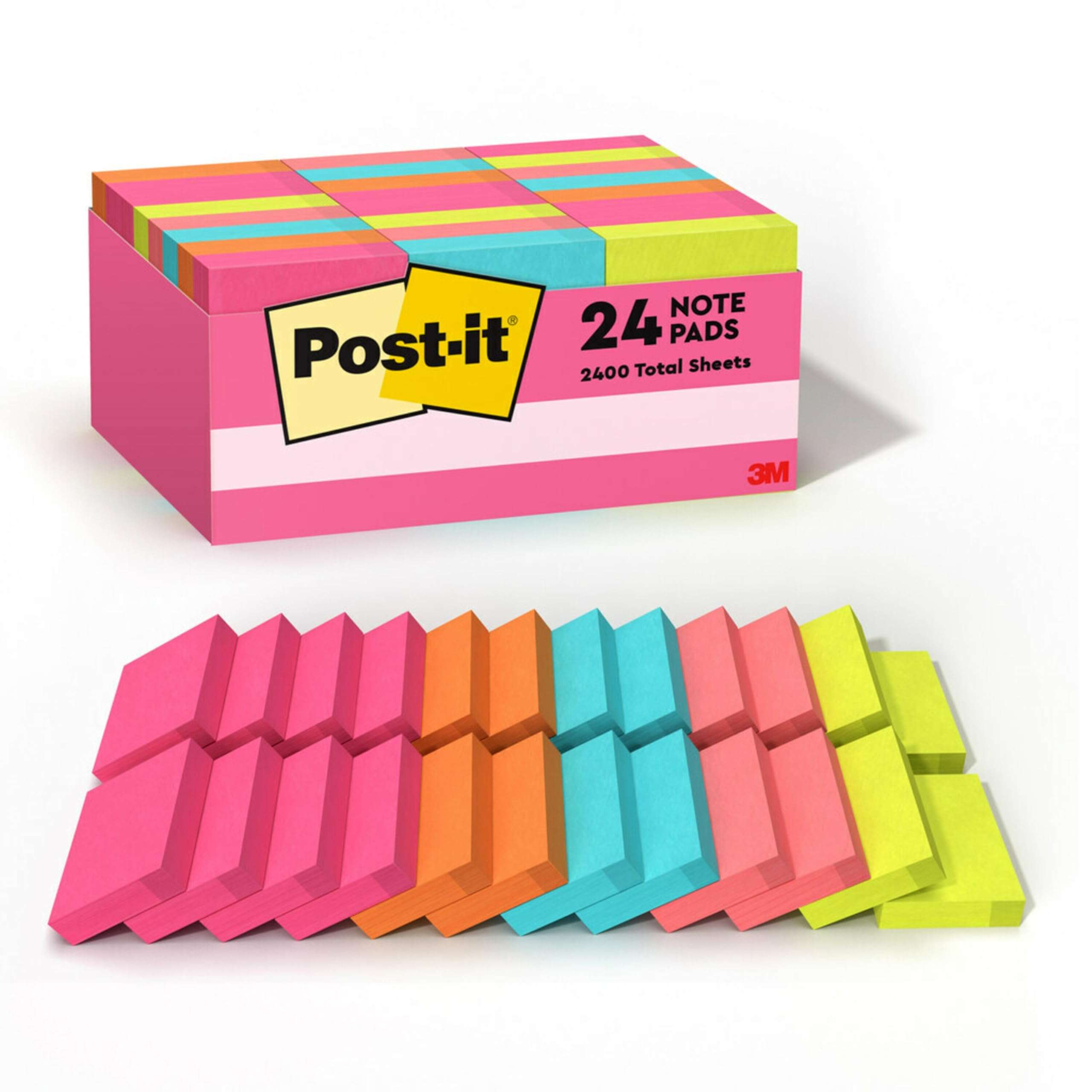 Post-it Mini Notes, 1 3/8 in. x 1 7/8 in., 24 Sticky Notes Pads, 100 Sheets per Pad, Poptimistic Collection, School Supplies and Office Products, The Original Post-it Note - Image 1