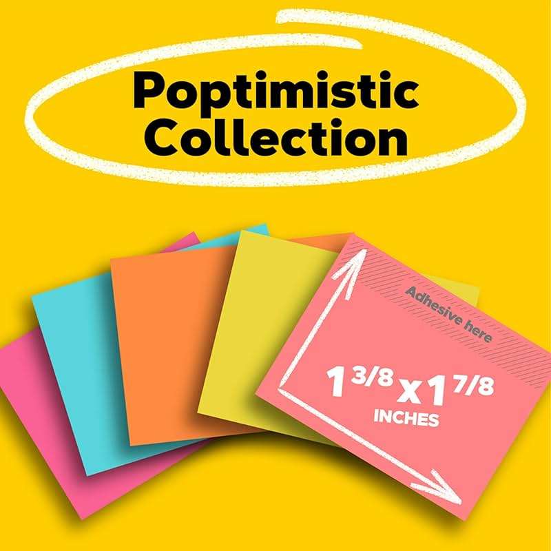 Post-it Mini Notes, 1 3/8 in. x 1 7/8 in., 24 Sticky Notes Pads, 100 Sheets per Pad, Poptimistic Collection, School Supplies and Office Products, The Original Post-it Note - Image 3