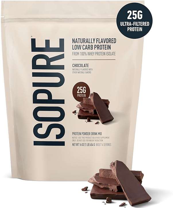 Isopure Low Carb 100% Pure Whey Isolate Protein Powder, Lactose Free, Gluten Free, With Vitamins, Dark Chocolate, 25g Protein Per Serving, 1 Lb, 14 Servings (Packaging May Vary) - Image 2