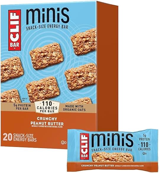 CLIF BAR Minis - Crunchy Peanut Butter - Made with Organic Oats - 5g Protein - Non-GMO - Plant Based - Snack-Size Energy Bars - 0.99 oz. (20 Pack) - Product Image