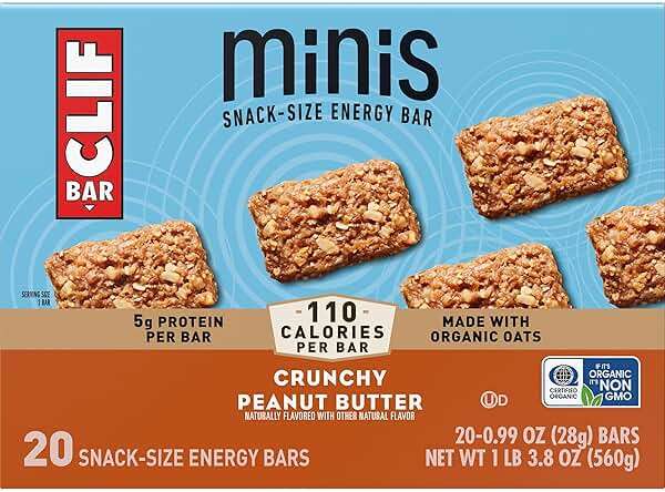 CLIF BAR Minis - Crunchy Peanut Butter - Made with Organic Oats - 5g Protein - Non-GMO - Plant Based - Snack-Size Energy Bars - 0.99 oz. (20 Pack) - Image 12