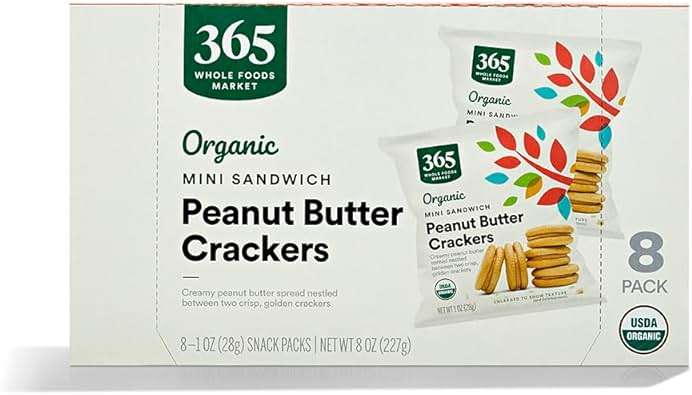 365 by Whole Foods Market, Organic Mini Peanut Butter Sandwich Crackers 8 Count, 1 Ounce - Image 1