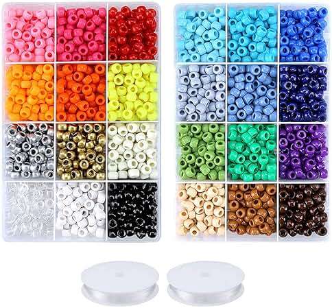 Greentime Pony Beads Bracelets Making Kit, 9mm Rainbow Kandi Rave Beads Set for Friendship Bracelets Necklace Making Crafts for Christmas Gift (24colors) - Image 1