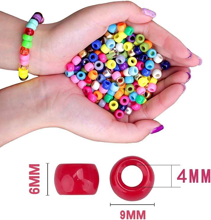 Greentime Pony Beads Bracelets Making Kit, 9mm Rainbow Kandi Rave Beads Set for Friendship Bracelets Necklace Making Crafts for Christmas Gift (24colors) - Image 3