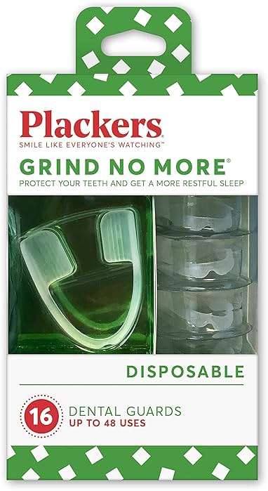 Plackers Grind No More Night Guard, Nighttime Protection for Teeth, BPA Free, Sleep Well, Ready to Wear, Disposable, One Size Fits All, 16 Count - Image 1