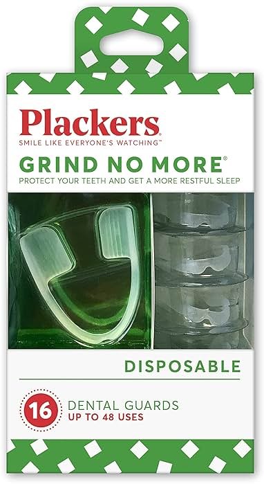Plackers Grind No More Night Guard, Nighttime Protection for Teeth, BPA Free, Sleep Well, Ready to Wear, Disposable, One Size Fits All, 16 Count - Product Image
