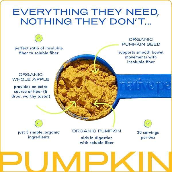 Native Pet Pumpkin for Dogs - Organic Dog Food Topper Powder - Promotes Firm Stools, Supports Digestive, Bowel Health & Nutrient Absorption - USDA Organic, Rich in Fiber with Real Pumpkin - 30 Scoops - Image 3