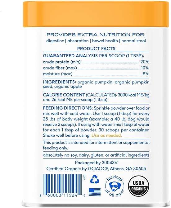 Native Pet Pumpkin for Dogs - Organic Dog Food Topper Powder - Promotes Firm Stools, Supports Digestive, Bowel Health & Nutrient Absorption - USDA Organic, Rich in Fiber with Real Pumpkin - 30 Scoops - Image 6