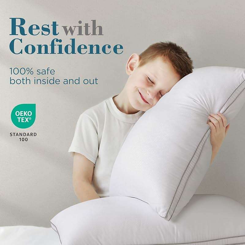 viewstar Bed Pillows Queen Size Set of 2, Firm Support Down Alternative Gusseted Pillows for Side, Back, or Stomach Sleepers, White - Image 7