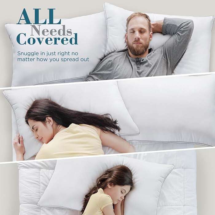viewstar Bed Pillows Queen Size Set of 2, Firm Support Down Alternative Gusseted Pillows for Side, Back, or Stomach Sleepers, White - Image 10