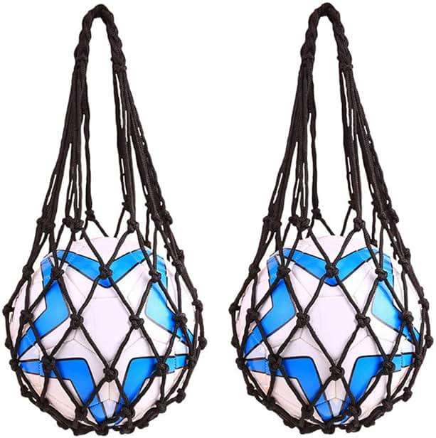 EastyGold Basketball Net Bag Soccer Football Mesh Storage Sports Ball Holder Nylon Carry Bag Durable Single Ball Carrier 2 Pack Black Fit Ball 3 4 5 - Image 1