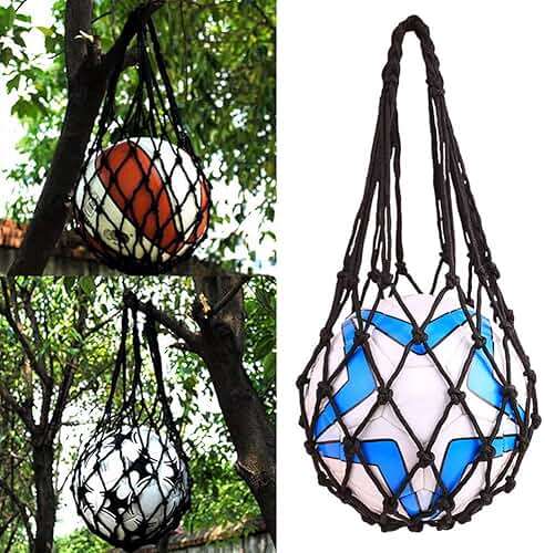 EastyGold Basketball Net Bag Soccer Football Mesh Storage Sports Ball Holder Nylon Carry Bag Durable Single Ball Carrier 2 Pack Black Fit Ball 3 4 5 - Image 2