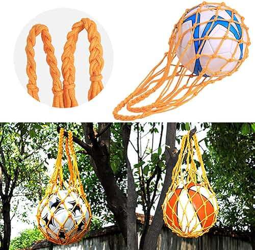 EastyGold Basketball Net Bag Soccer Football Mesh Storage Sports Ball Holder Nylon Carry Bag Durable Single Ball Carrier 2 Pack Black Fit Ball 3 4 5 - Image 5