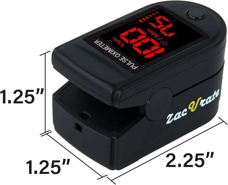 Zacurate Pro Series 500DL Fingertip Pulse Oximeter Blood Oxygen Saturation Monitor with Silicone Cover, Batteries and Lanyard (Royal Black) - Image 3