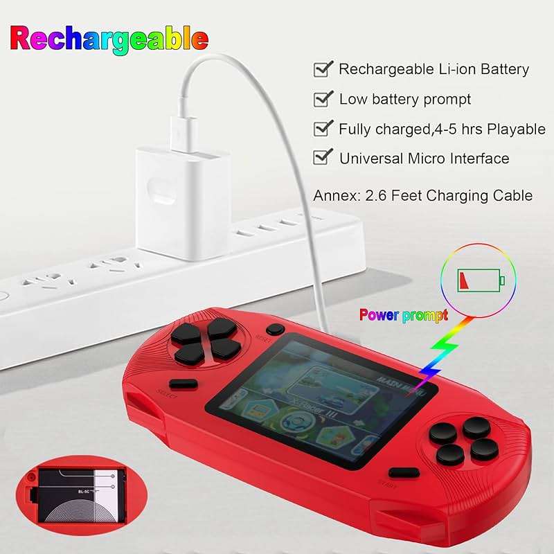 Beijue 16 Bit Handheld Games for Kids Preloaded 220 Retro Video Games, Red | 3.0" HD Screen, Rich Gameplay,USB-C Rechargeable, 6+Hrs Play, Portable Travel Toy for Car Flights,Boys Girls Birthdays Gift - Image 5