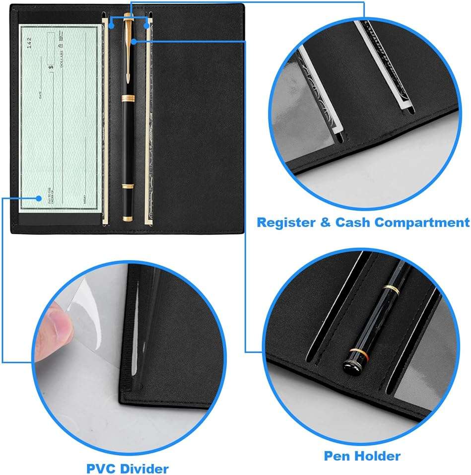 CASMONAL Premium Leather Checkbook Cover for Men and Women Checkbook Holder Wallet RFID Blocking - Image 3