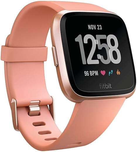 Fitbit Versa Smart Watch, Peach/Rose Gold Aluminium, One Size (S & L Bands Included) - (Renewed) - Image 1