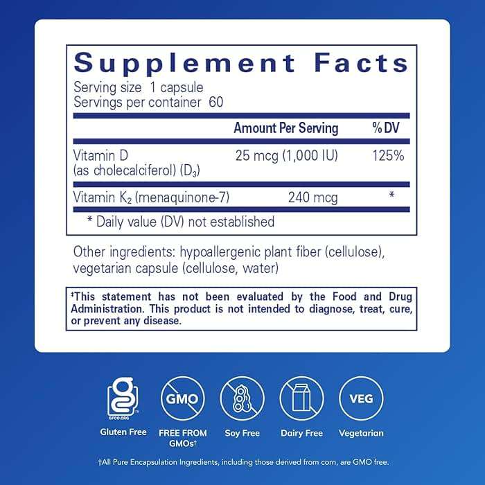 Pure Encapsulations PureHeart K2D - Heart Health Supplement* - with Vitamin K2 & D3 - Cholecalciferol Vitamin D & MK-7 - Non-GMO & Vegetarian - 60 Capsules - Image 2