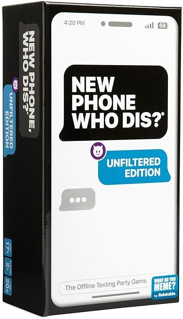 New Phone, Who Dis? By Relatable, The Offline Text Message Party Game for Adults, Spicier Edition Includes 100 Inbox Cards & 300 Reply Cards, The Perfect Gifts For Friends, & Christmas Party Games - Product Image