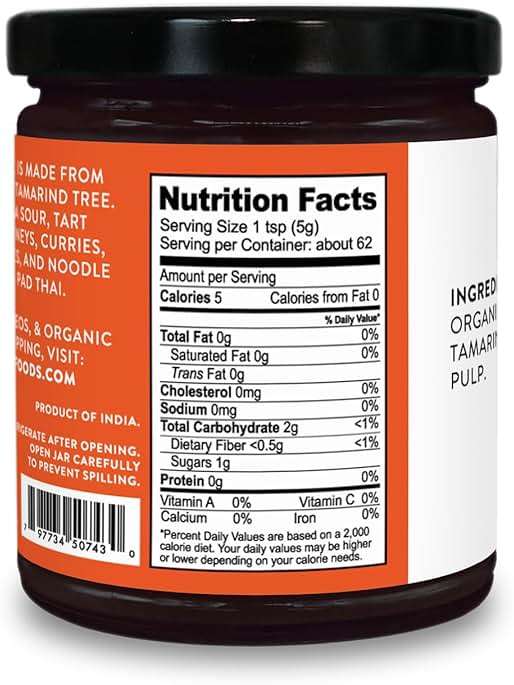 Pure Organic Tamarind Paste Concentrate - Sweet and Sour Sauce for Indian Chutney and Thai curry, Gluten Free, No Sugar Added, Glass Jar (1 PACK) - Image 2