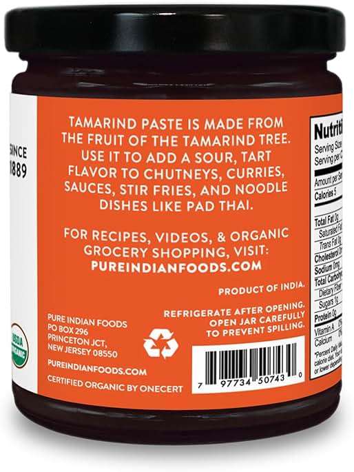 Pure Organic Tamarind Paste Concentrate - Sweet and Sour Sauce for Indian Chutney and Thai curry, Gluten Free, No Sugar Added, Glass Jar (1 PACK) - Image 4