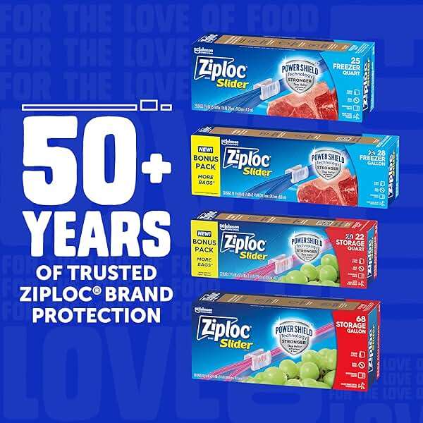 Ziploc Quart Food Storage Freezer Slider Bags, Power Shield Technology for More Durability, 136 Bags Total - Image 8