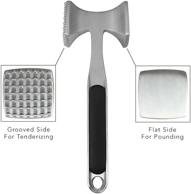 KitchenAid Gourmet Multi Sided Meat Tenderizer for Pounding Meats, Nuts, Shellfish, ect, Hang Hole for Easy Storage, Hand Wash, One Size, Black - Image 4