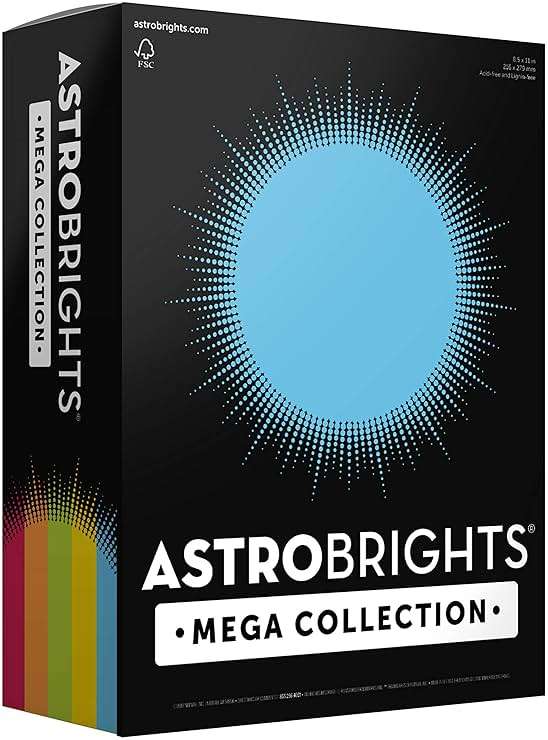 Astrobrights Mega Collection, Colored Paper,"Classic" 5-Color Assortment, 625 Sheets, 24 lb/89 gsm, 8.5" x 11" - MORE SHEETS! (91623) - Image 1