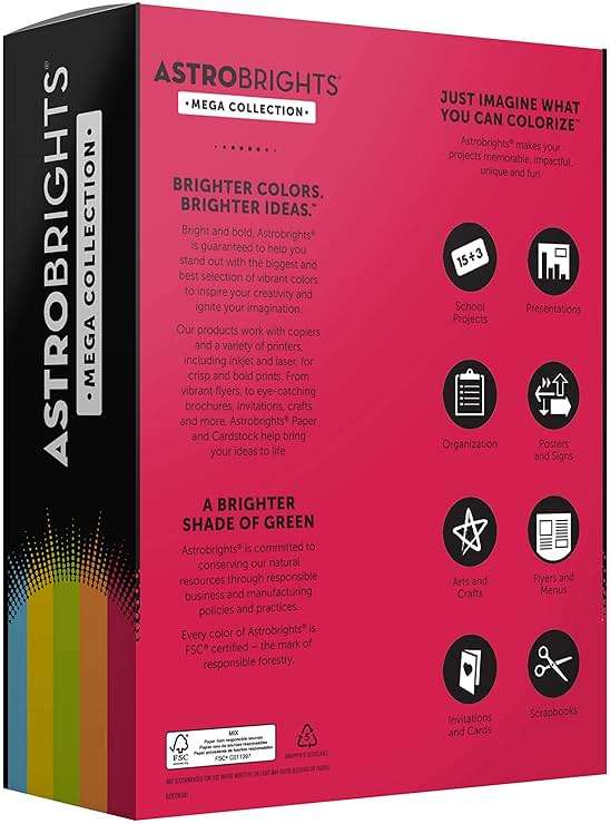 Astrobrights Mega Collection, Colored Paper,"Classic" 5-Color Assortment, 625 Sheets, 24 lb/89 gsm, 8.5" x 11" - MORE SHEETS! (91623) - Image 3