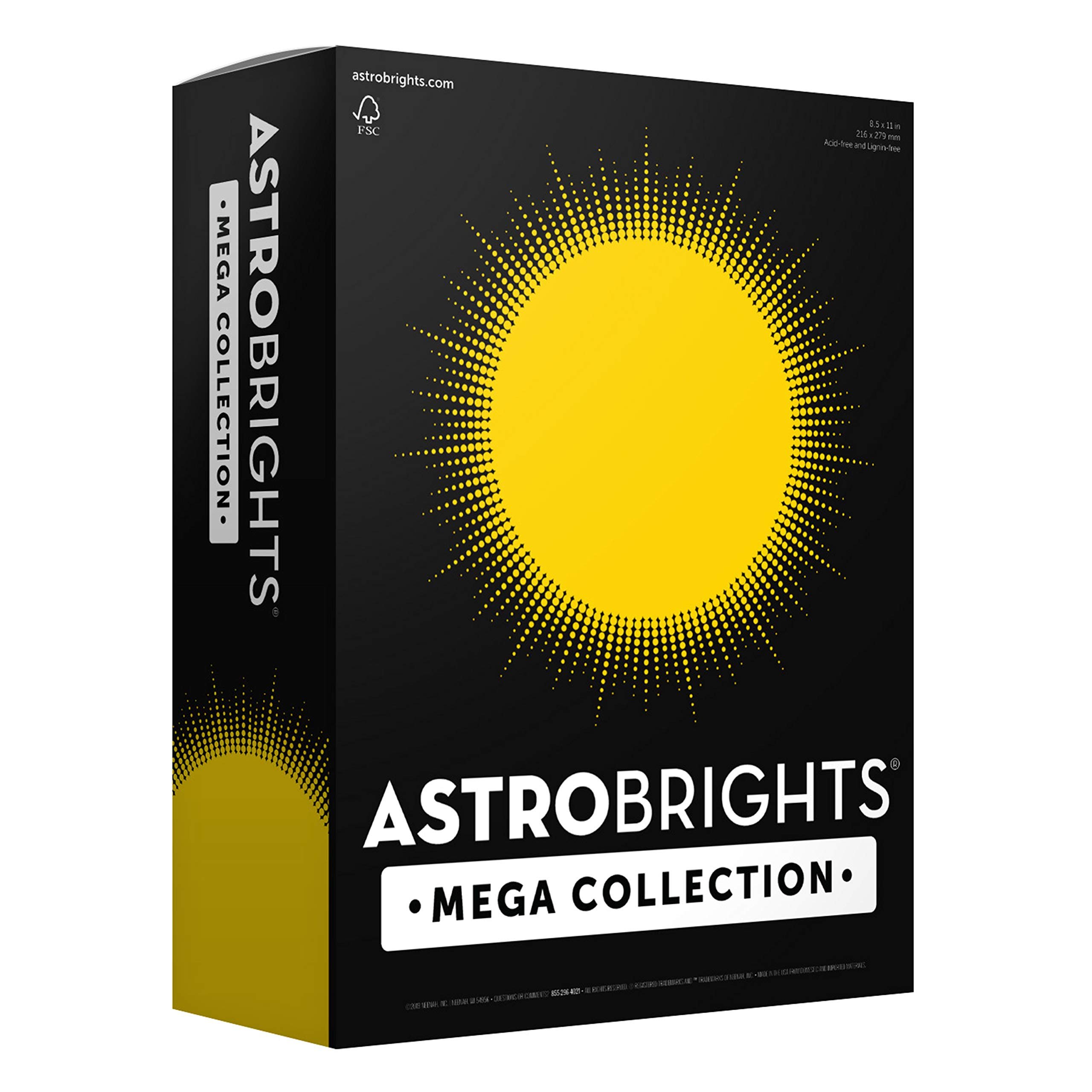 Astrobrights Mega Collection, Colored Paper, Bright Yellow, 625 Sheets, 24 lb/89 gsm, 8.5" x 11" - MORE SHEETS! (91618) - Product Image