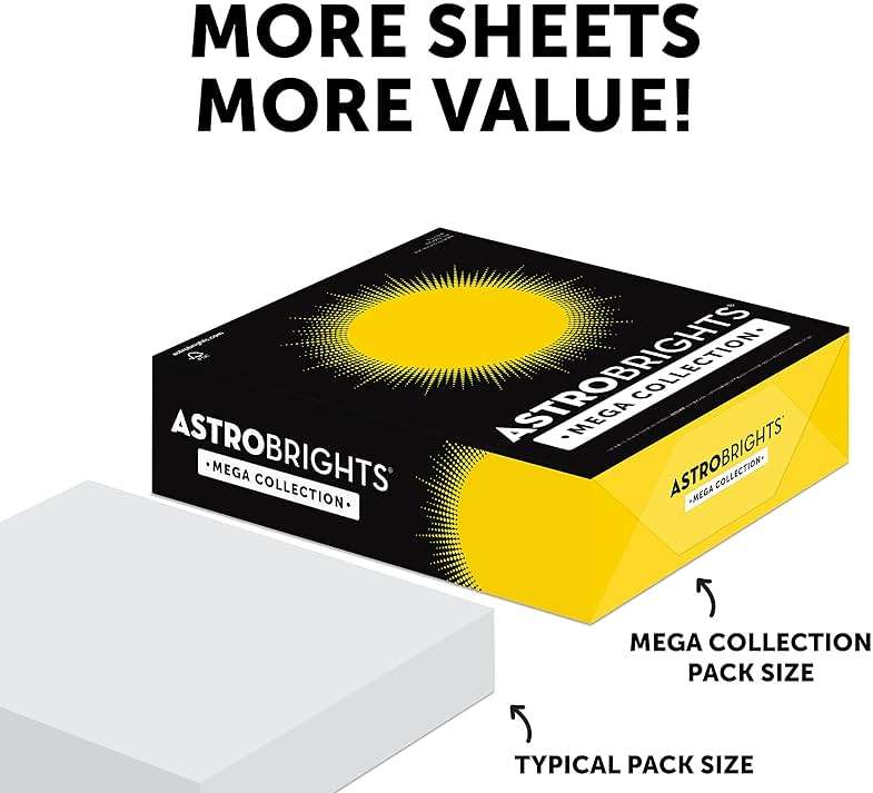 Astrobrights Mega Collection, Colored Paper, Bright Yellow, 625 Sheets, 24 lb/89 gsm, 8.5" x 11" - MORE SHEETS! (91618) - Image 4