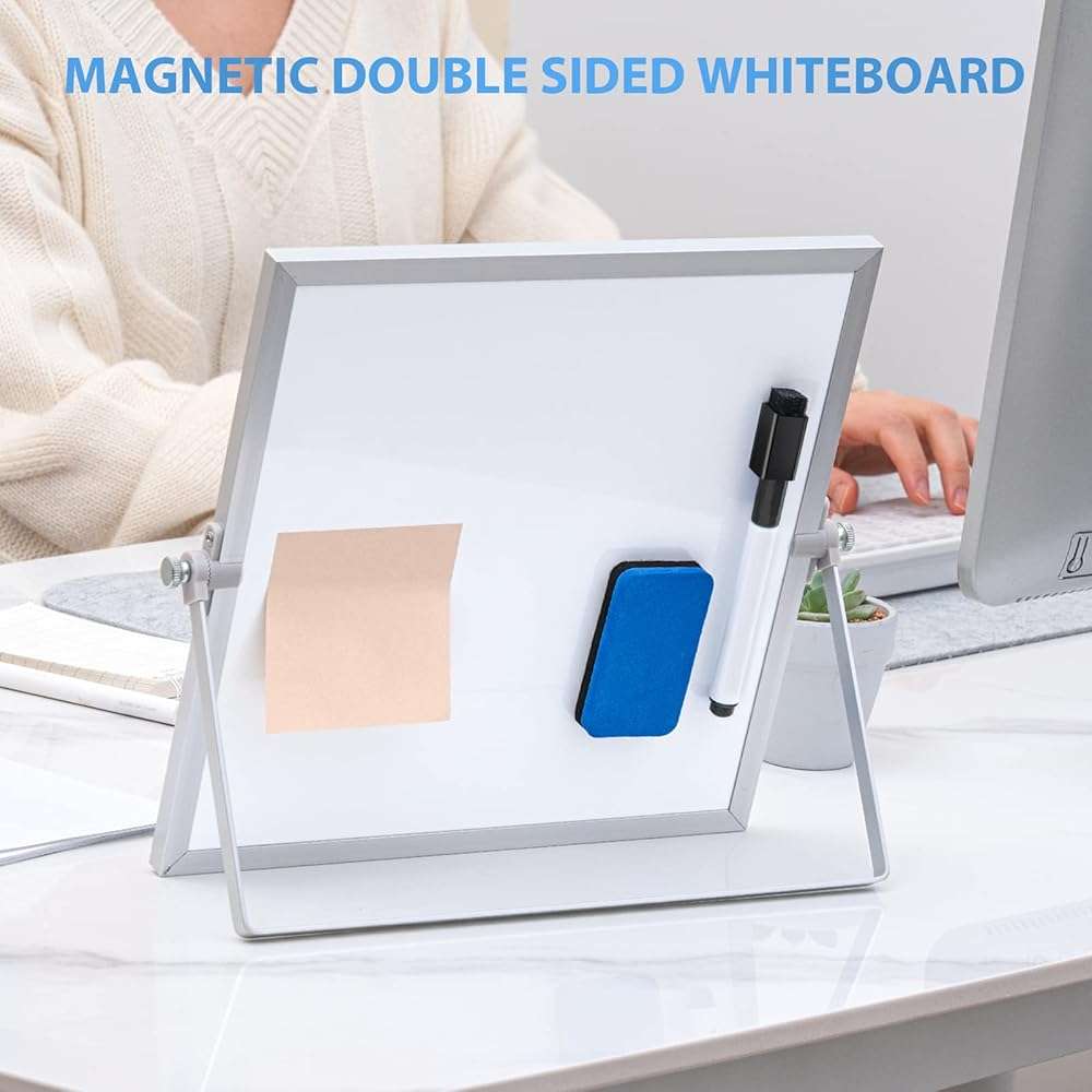 ARCOBIS Small WhiteBoard with Stand 10" X 10", Magnetic Double-Sided Dry Erase White Board Easel for Desk Students Home Office - Image 6